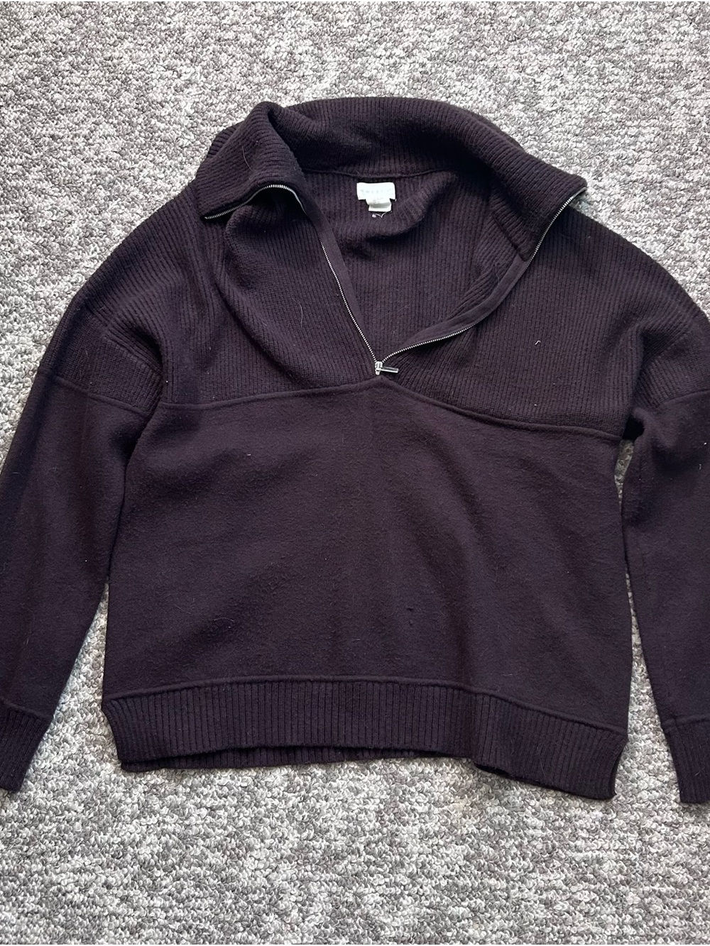 Tweeds Black Quarter-Zip Cowl Turtleneck Sweater
